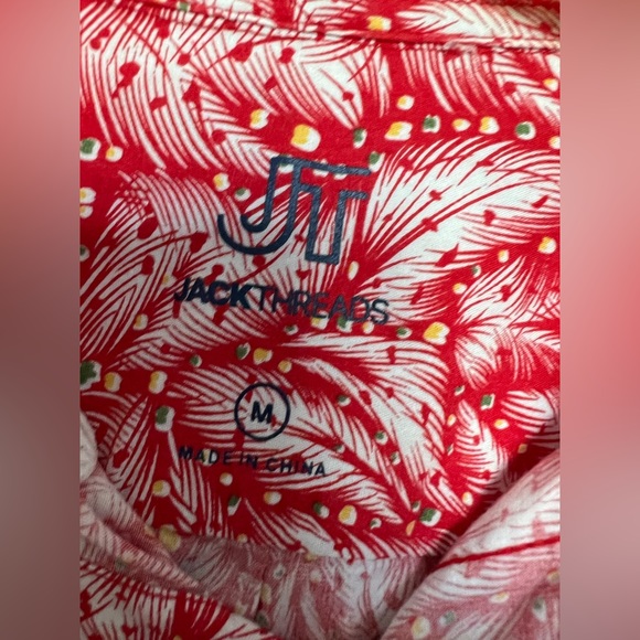 Size medium Jack Threads Hawaiian like shirt.Red, details are actually feathers. - Picture 2 of 4
